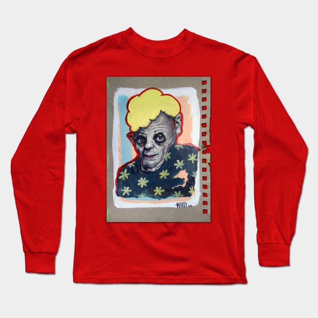 Uncle Looking for Friend | The Shy Man | Bad Hero Portrait Lowbrow Pop Surreal Art | Cartoon Star | Mini Masterpieces | Original Oil Painting By Tyler Tilley Long Sleeve T-Shirt by Tiger Picasso